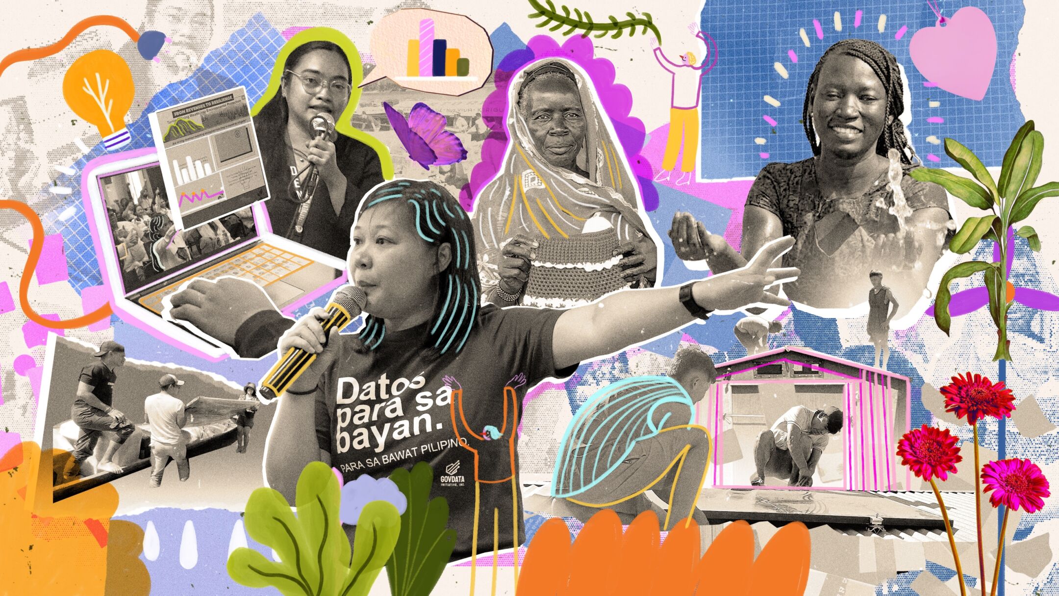 Group of young people engaging in different activities.