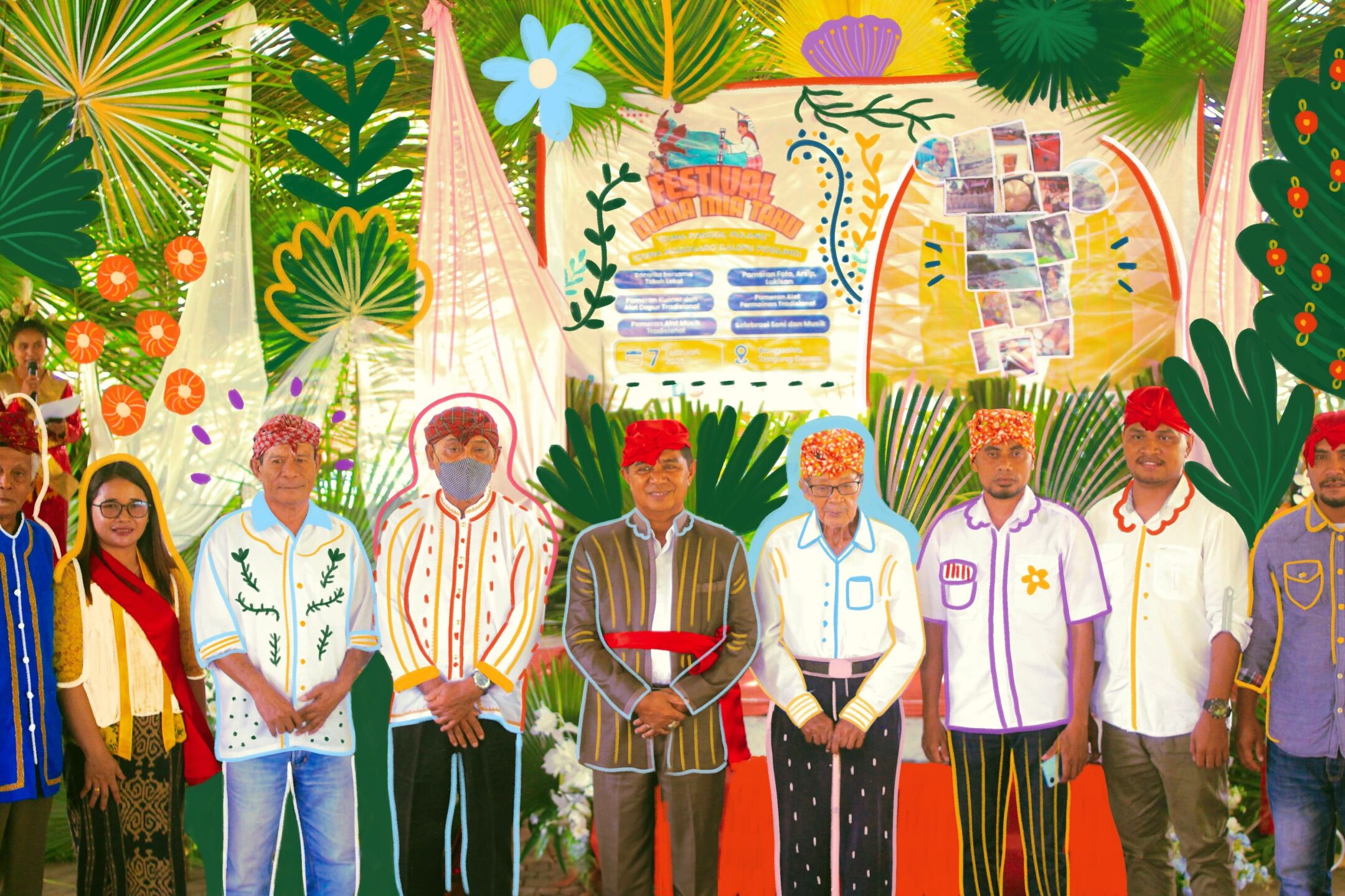 Youth, Indigenous leaders, and village elders stand out to officially open the village festival.