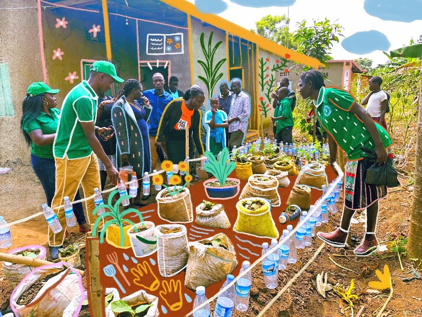 Green Foster Action team working with fellow youth and children.