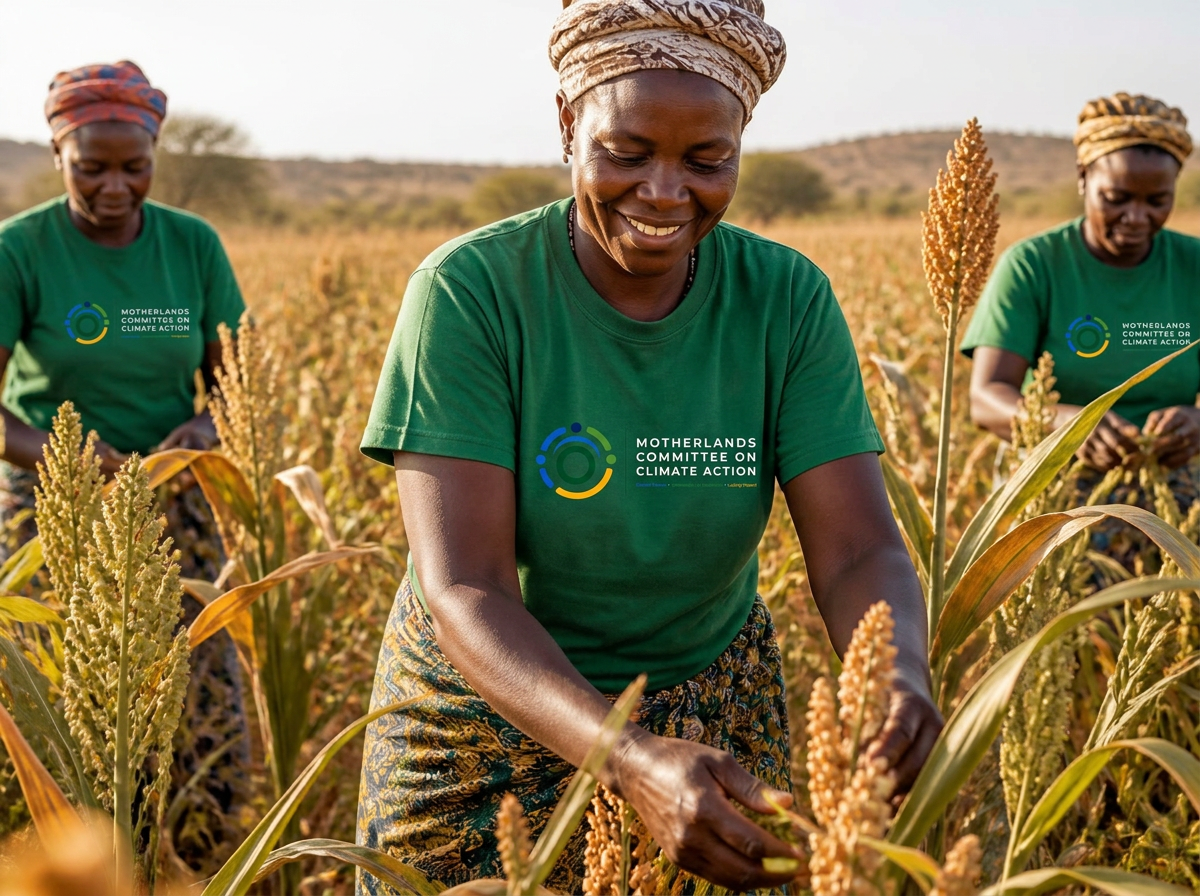 Women farmers harvesting drought-resilient crops